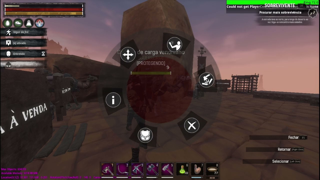 Conan Exiles transportando loot pelo estandarte de batalha