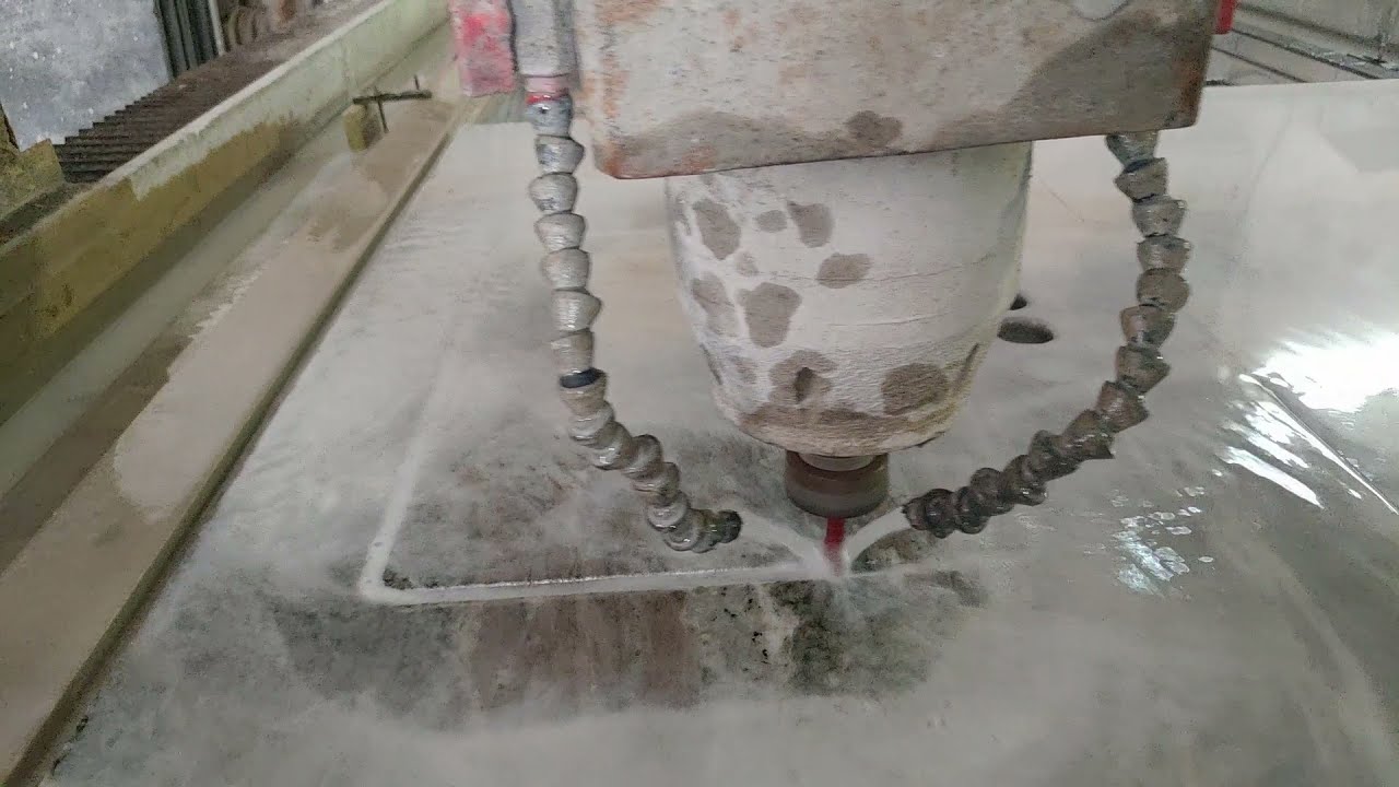 Sink Hole cutting in Fantasy Brown Countertop using CNC Stone Router