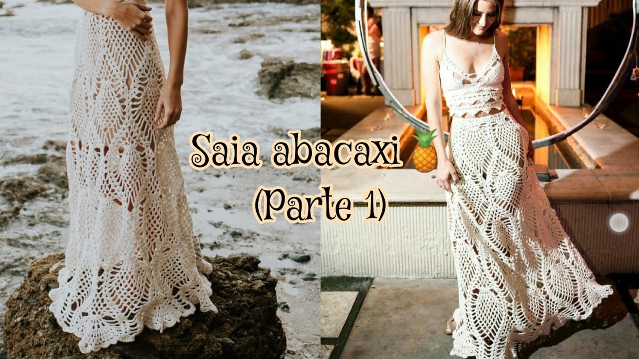 Saia longa em crochê de ponto abacaxi (parte 1)