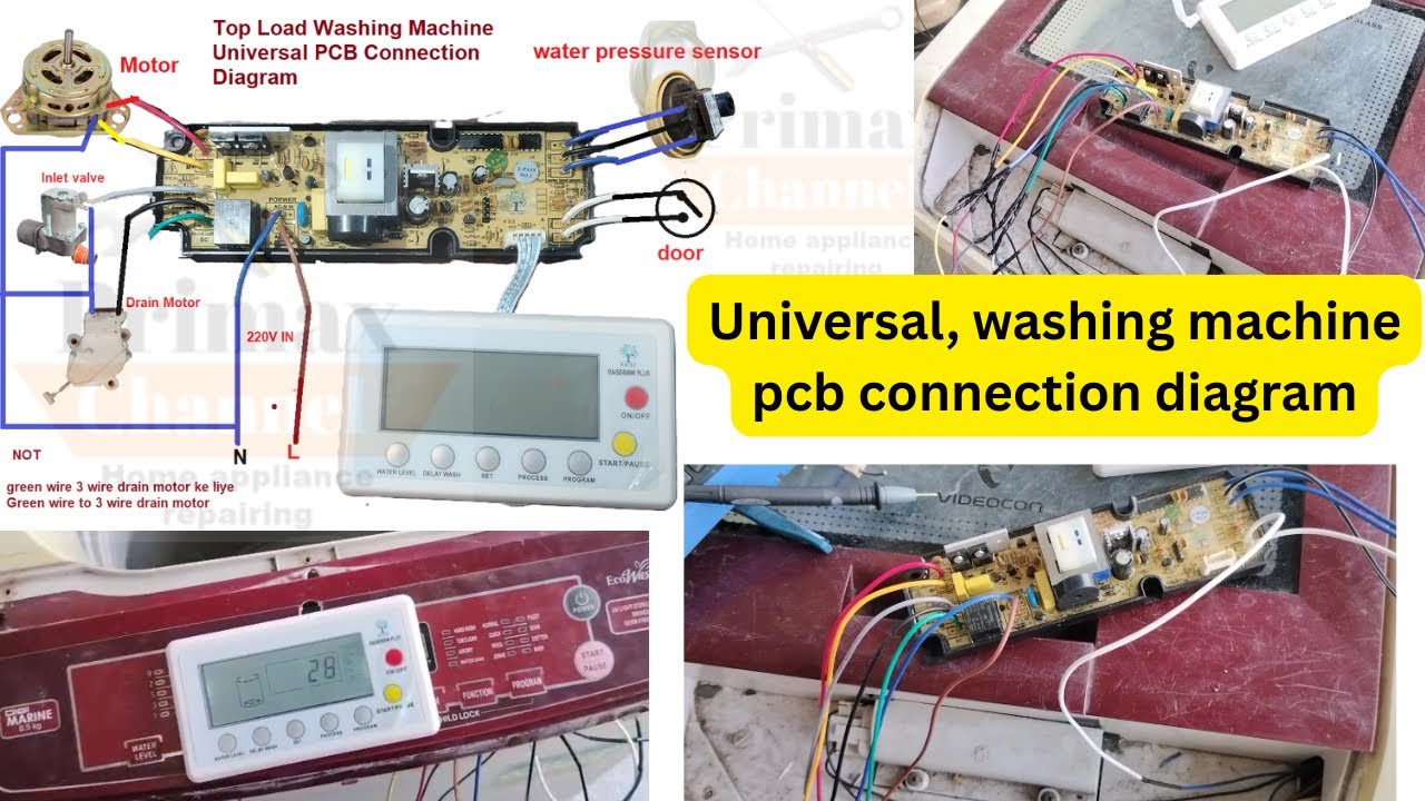 universal, washing machine pcb connection diagram #ripering  #wiringdiagram #repair