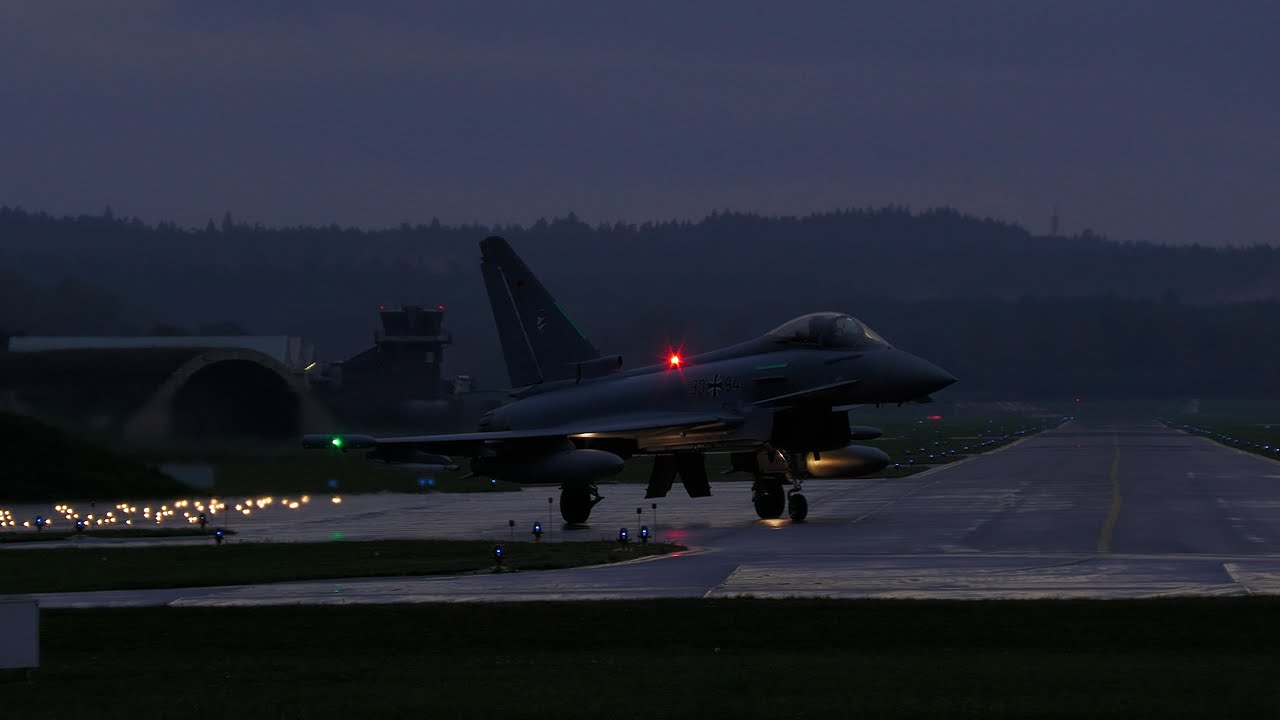 Eurofighter Nachtflug Nachbrenner Takeoff / Landung Bavarian Tigers TLG 74 Neuburg Oktober 2021