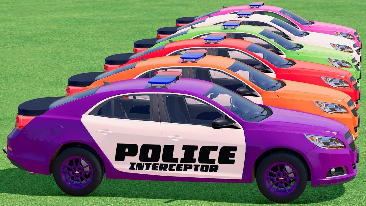 GO! POLICE CARS, AMBULANCE, FIRE TRUCK, COLORFUL CARS WITH TRUCK & TRAIN FARMING SIMULATOR 22! #149