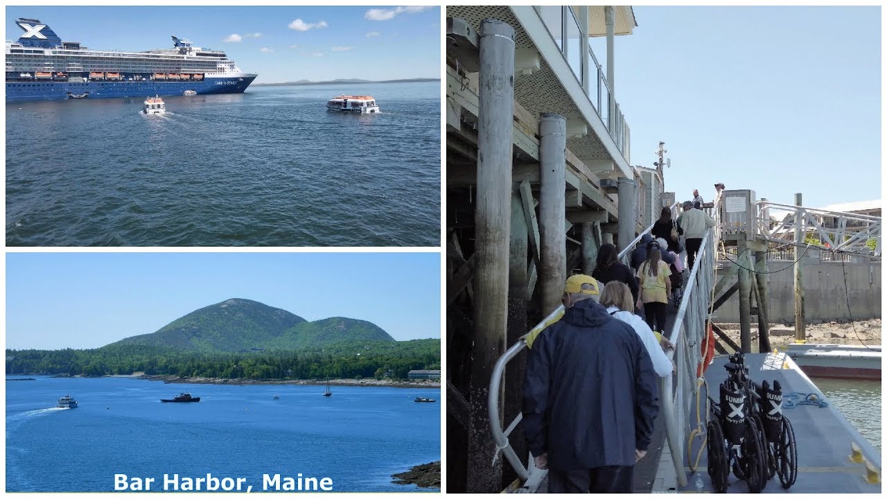 Bar Harbor Maine Cruise Tender & Town Pier Dock Area (4K)