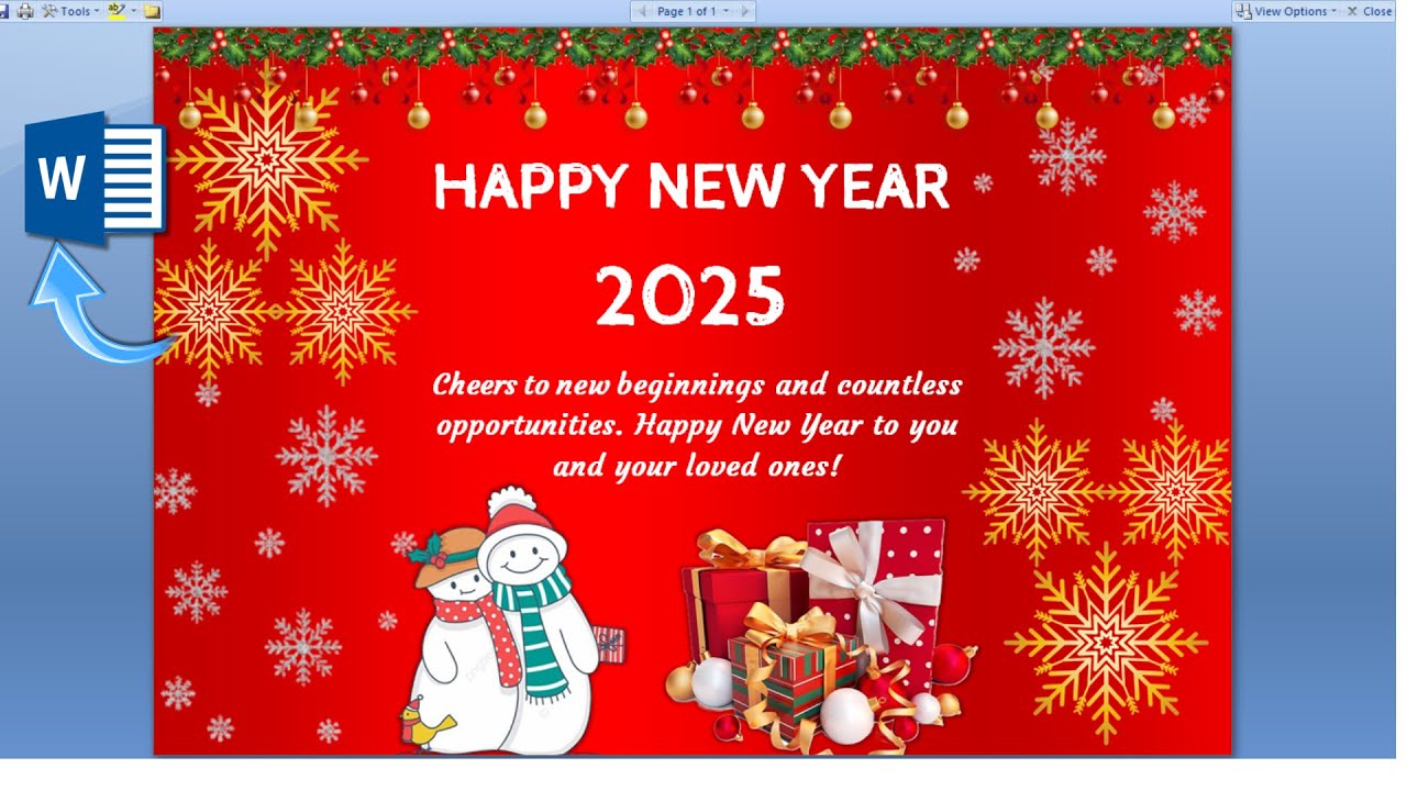 MS Word Pe New Year Card Kaise Banaye | How to make New Year Card In MS Word | New Year 2025