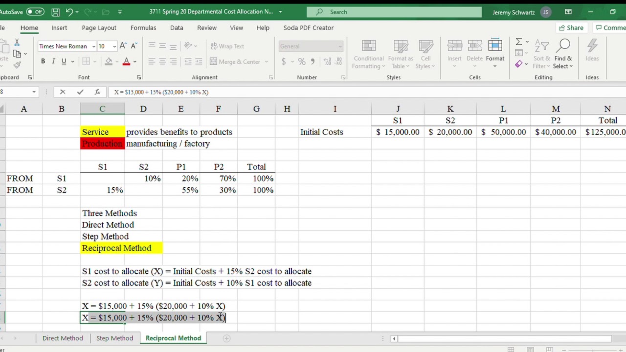 3711 Departmental Cost Allocation Notes   Reciprocal Method Part 1 of 2