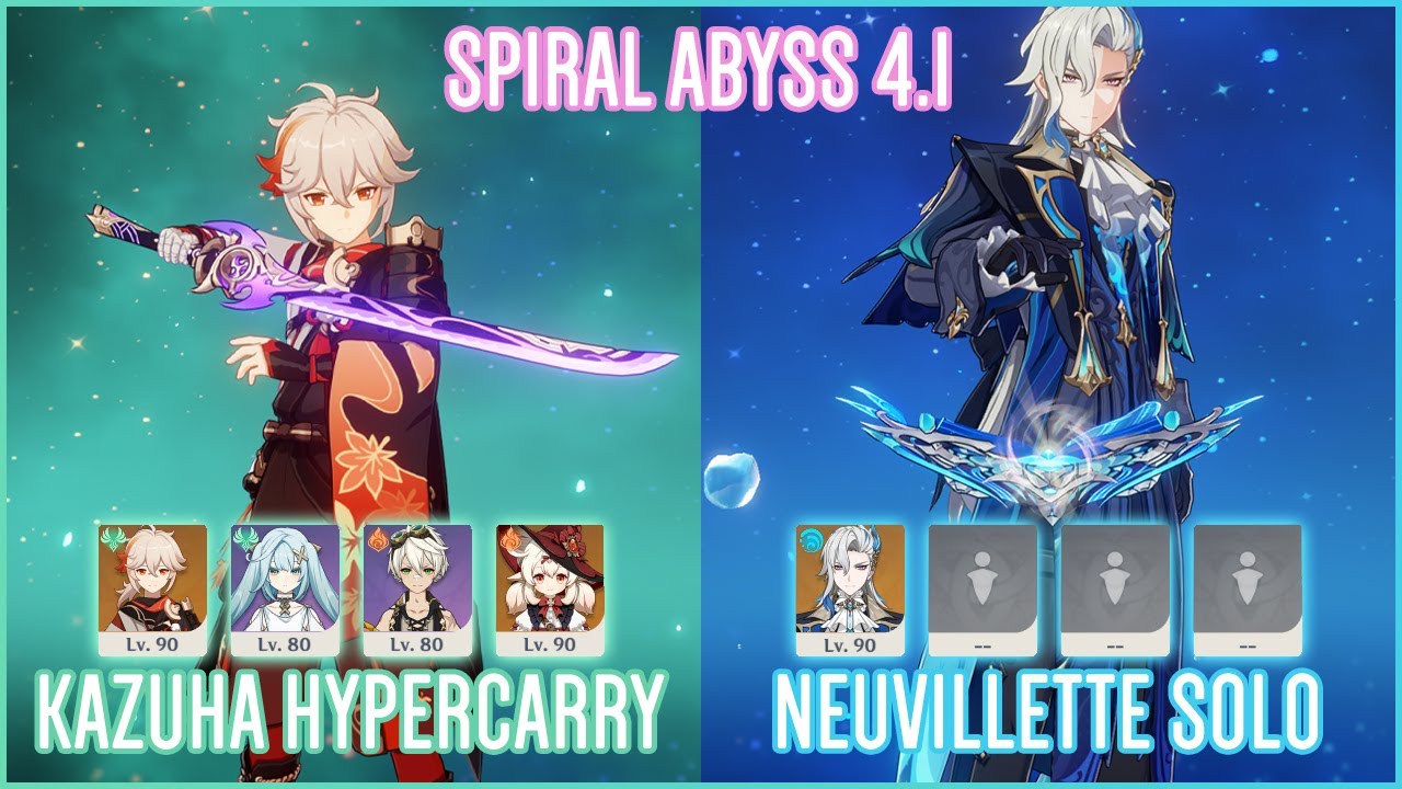 C6 Kazuha Hypercarry & C0 Neuvillette Solo | Spiral Abyss 4.1 | Genshin Impact