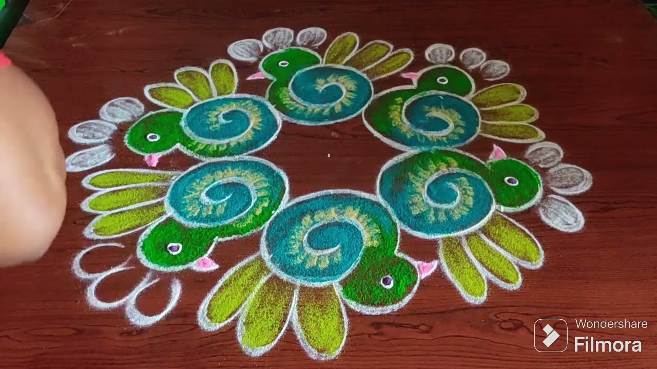 best peacock kolam designs for happy new year 2024/#rangolis for sankranthi 2023