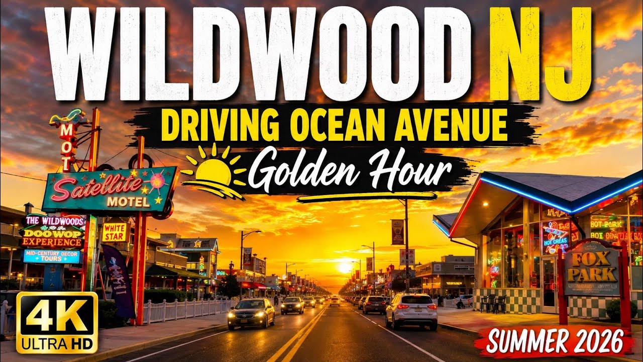 Wildwood NJ | Driving Ocean Avenue at Golden Hour | Summer 2026 (4K)