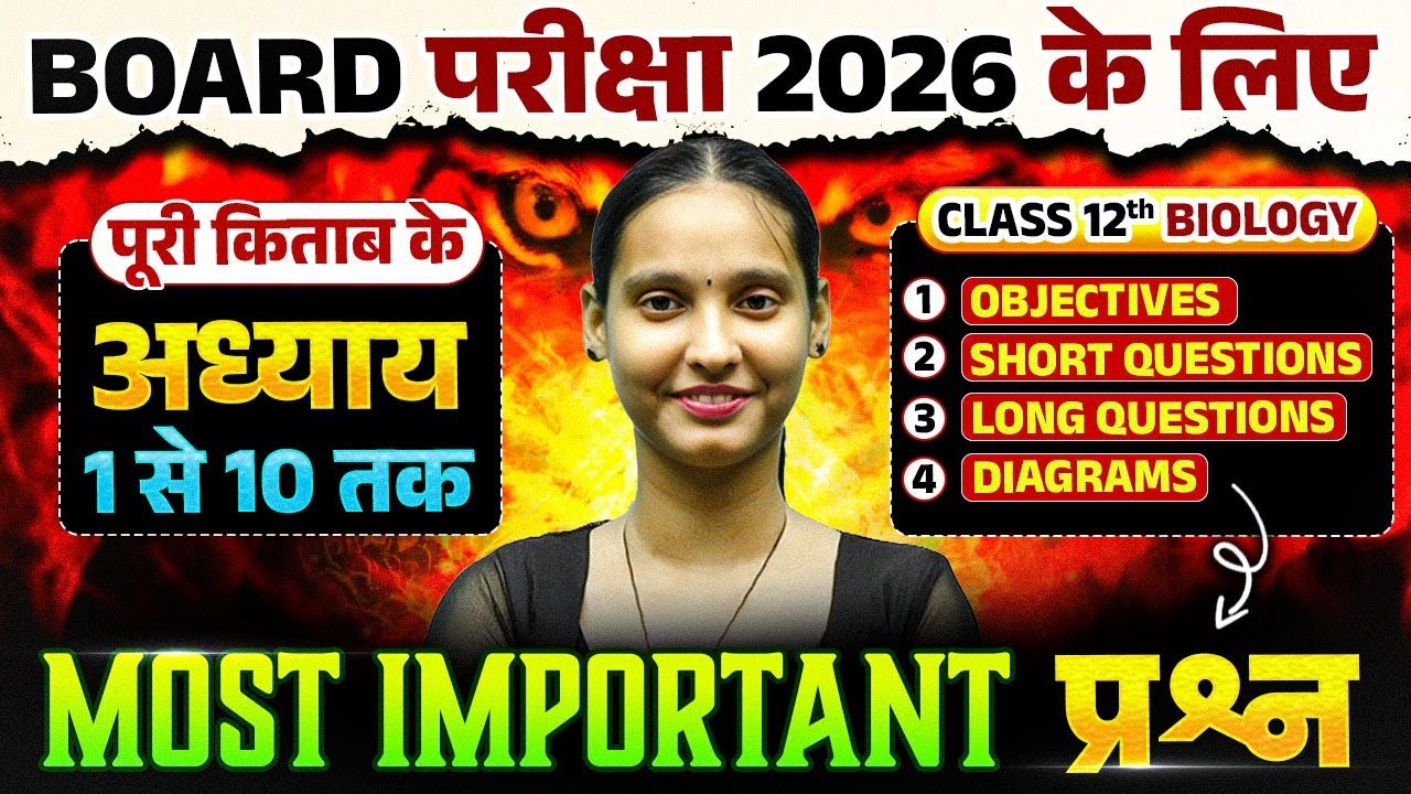 Class 12 Biology Most Important Questions | अध्याय 1–10 | Objective + Short + Long + Diagrams