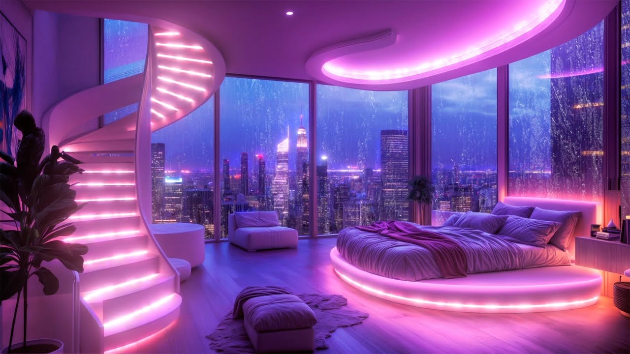 Luxury Night Lofi Bedroom 🌙 Calm Rain & Smooth Chill Beats for Late Nights ☔ Lofi Rain Playlist
