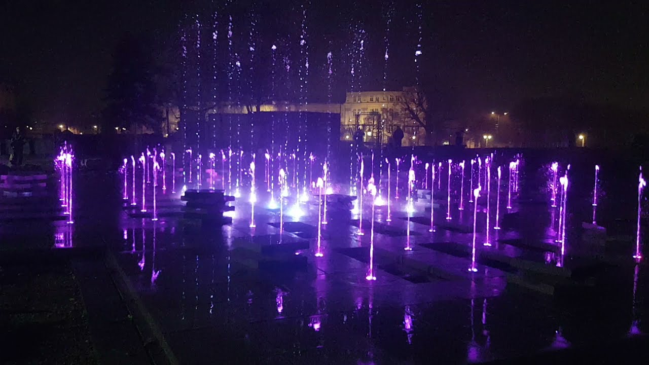 Musical dry deck fountain Nish center, Serbia
