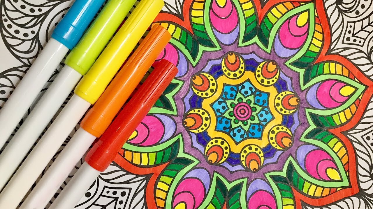 ASMR Satisfying Coloring of Mandala with Markers - Trigger Sounds for Sleep
