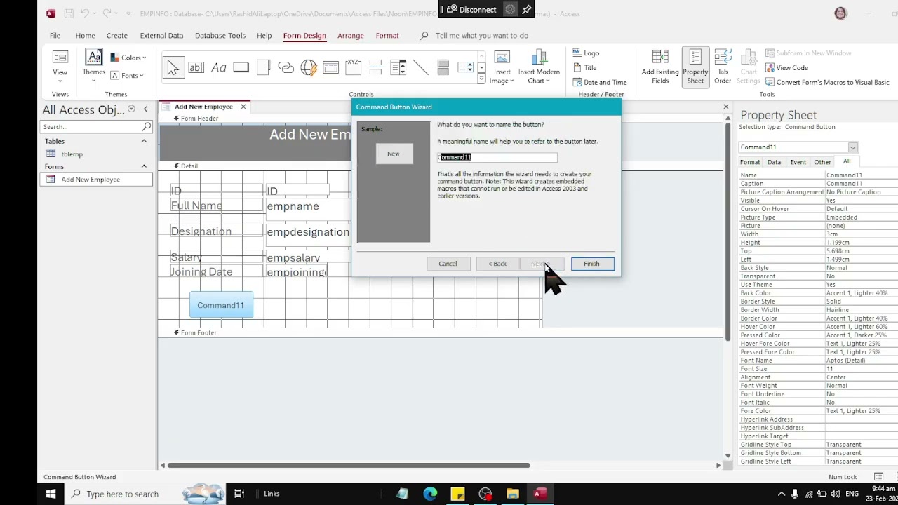 How To Create Emp Info Database Table Form and Report in Ms Access