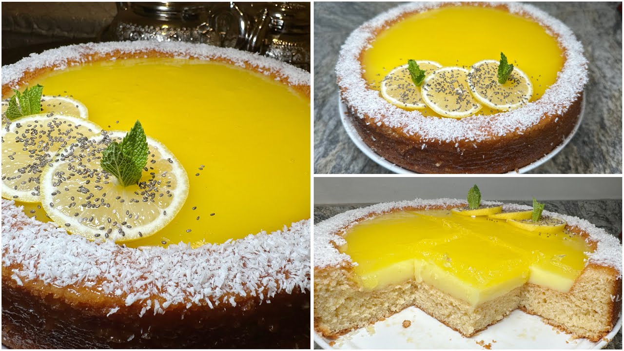 بسبوسة الطبقات بجوج كريمات الحامض  🍋🍋كتجي لذيذة و ساهلة التحضير بمقادير بسيطة 