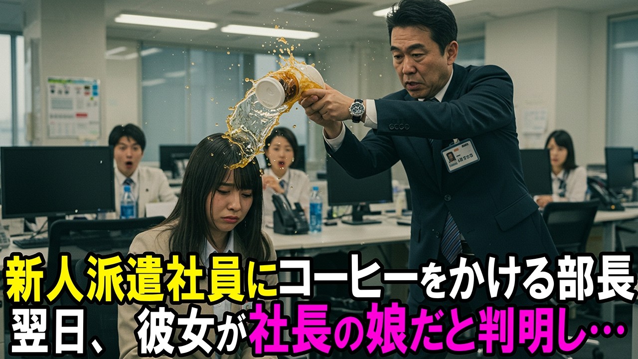 新人の派遣社員にコーヒーをかける広告部長、翌日彼女が社長の娘だと判明し…