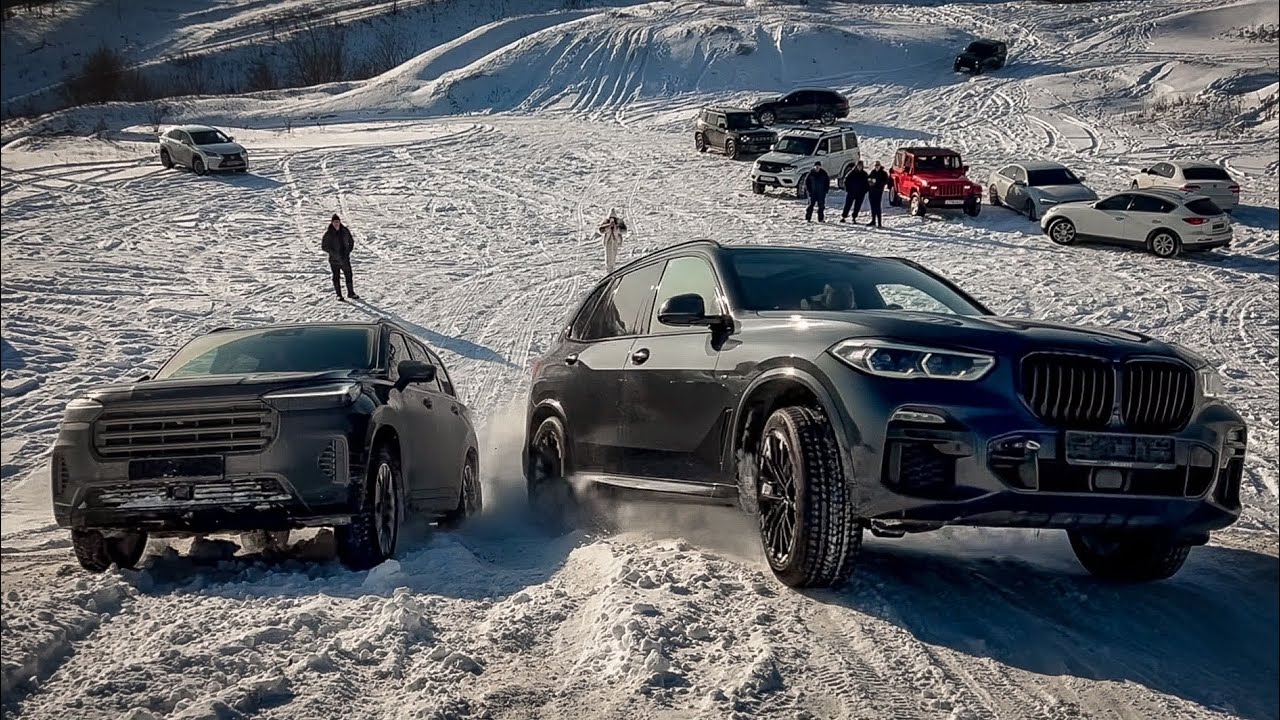 Девушка на Range Rover Зарубилась С Х5 G05 и Porsehe Macan В ледяные горки