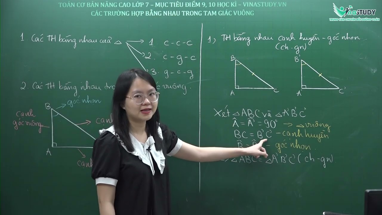 Toán lớp 7 - Các trường hợp bằng nhau trong tam giác vuông - Cô Trần Thu Trang