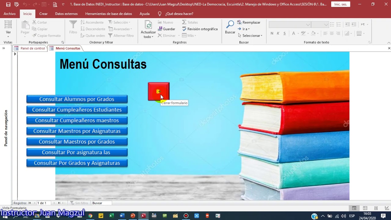 Como crear un Panel de Control en Access 2019