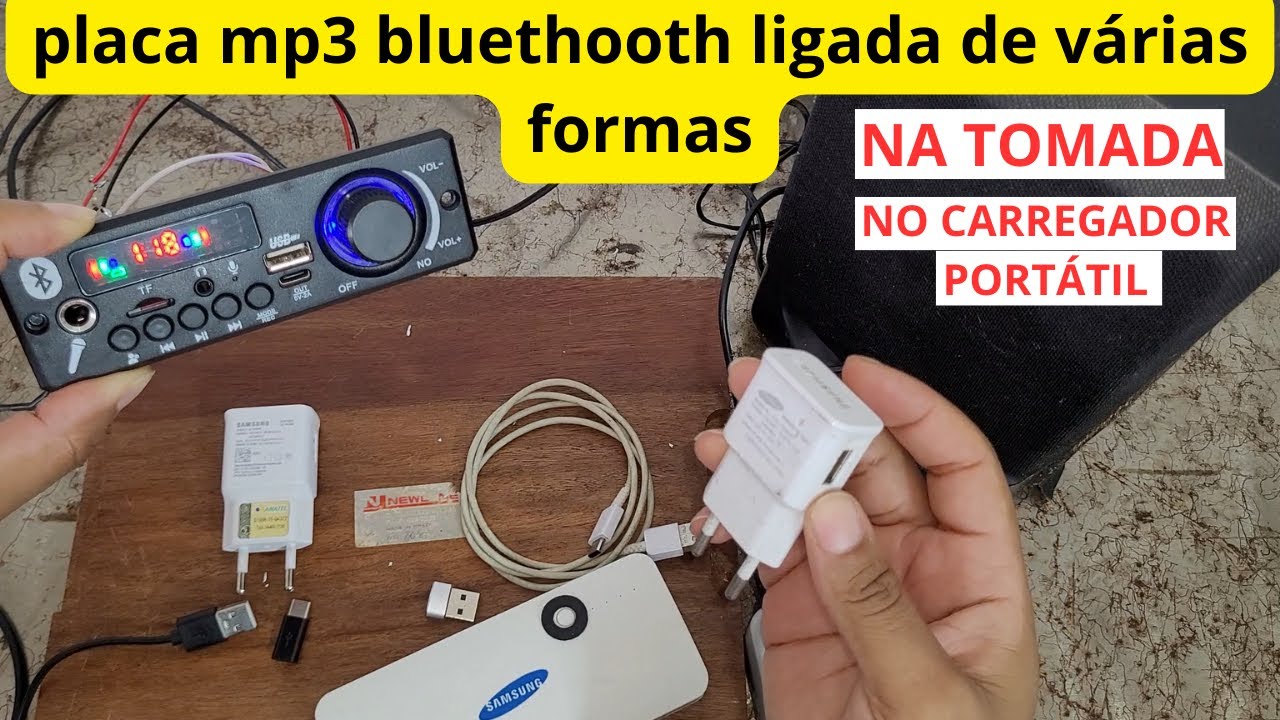 como ligar placa mp3 bluethooth na tomada