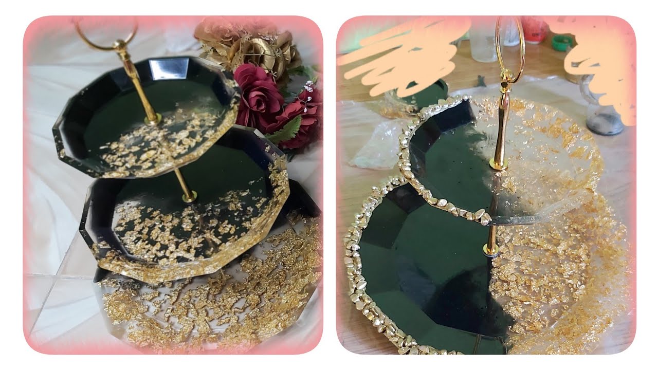 حامل الكيك من الريزين سهل باستخدام كيمايبوكسي 150 ثري دي Tire Geode resin cake stand Diy tutorial