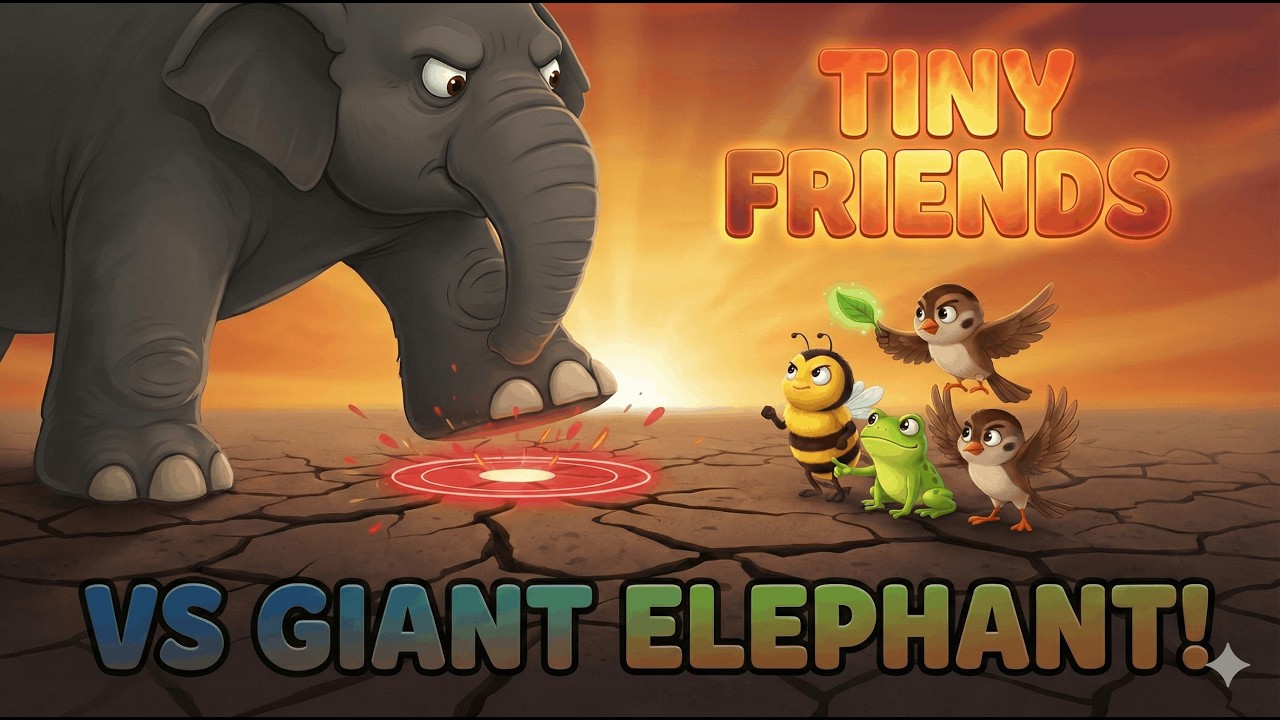 E for Elephant | Tiny Friends Vs Giant Elephant - Moral Story | Bedtime Stories for kids | English