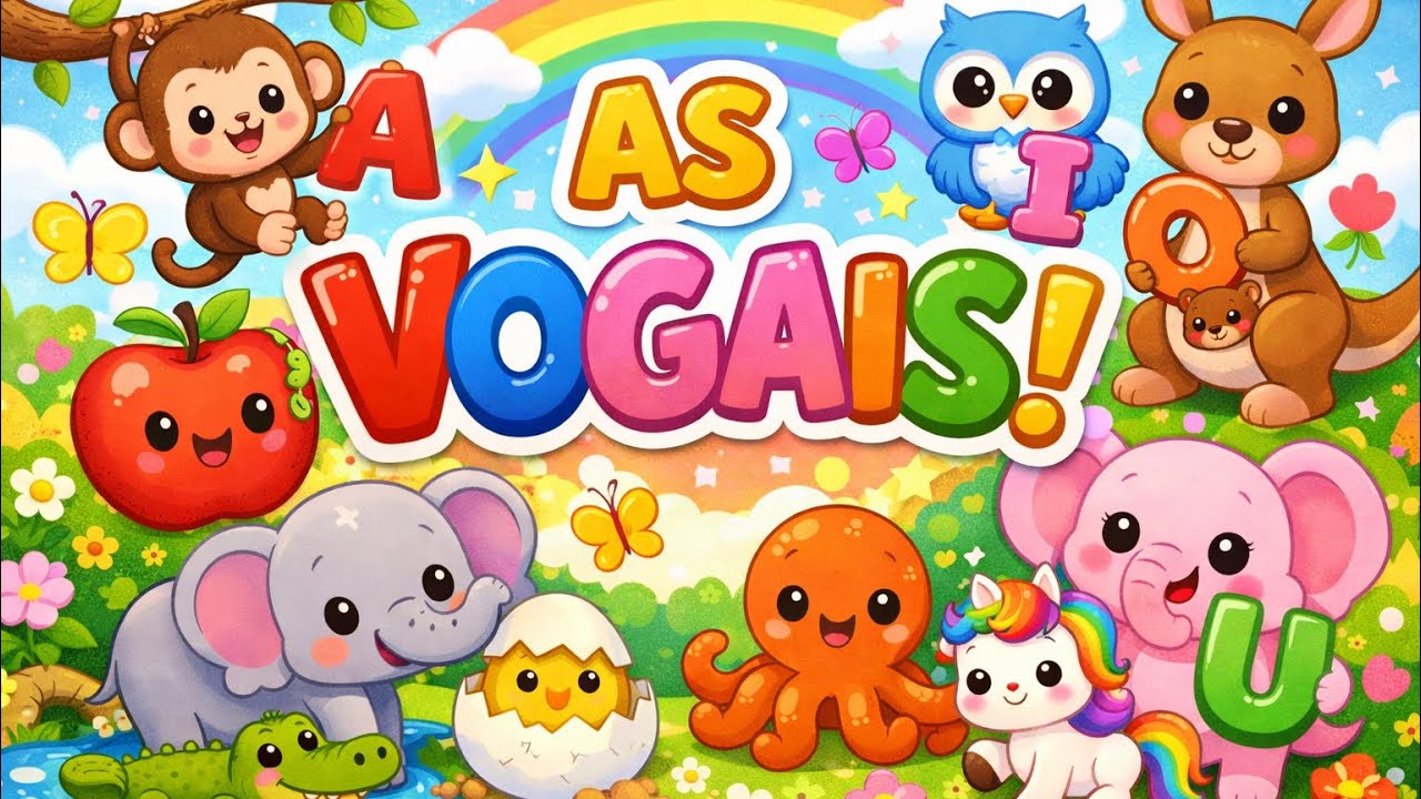 As Vogais com Animais Coloridos 🐯🦄 | Vídeo Educativo Infantil🎉 A E I O U – Aprenda brincando!