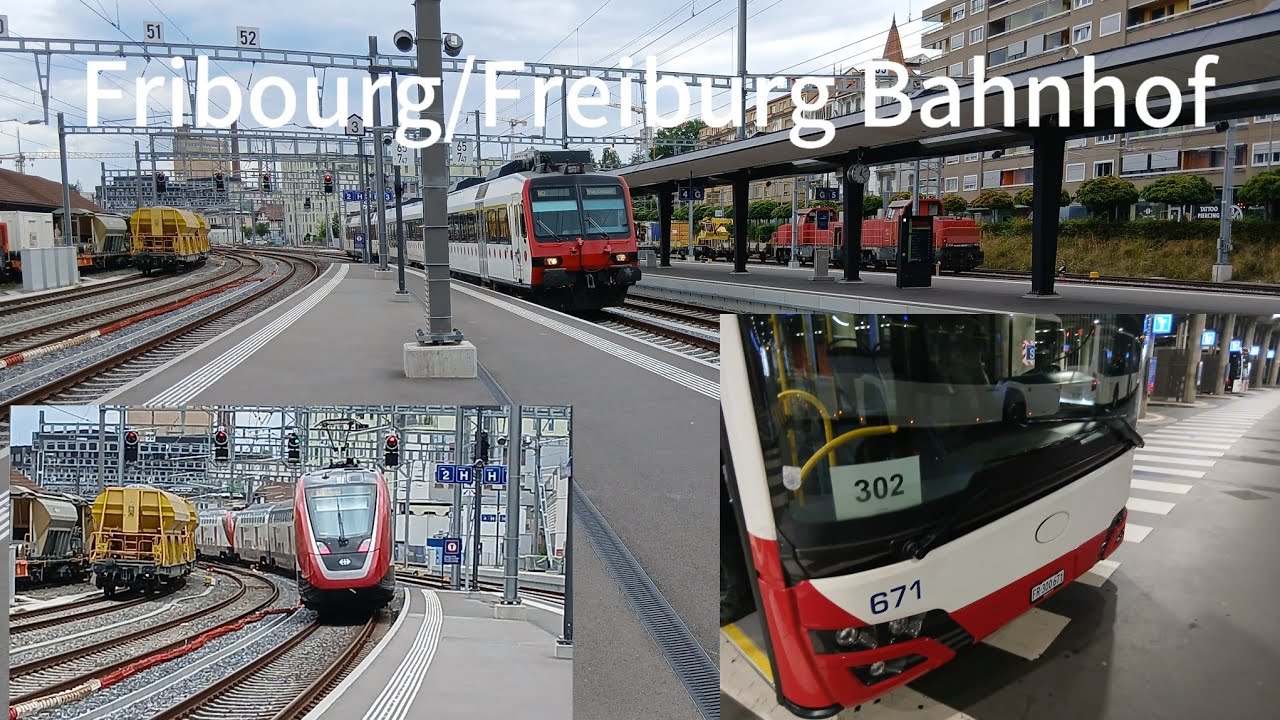 Bahnverkehr am Bahnhof Fribourg/Freiburg