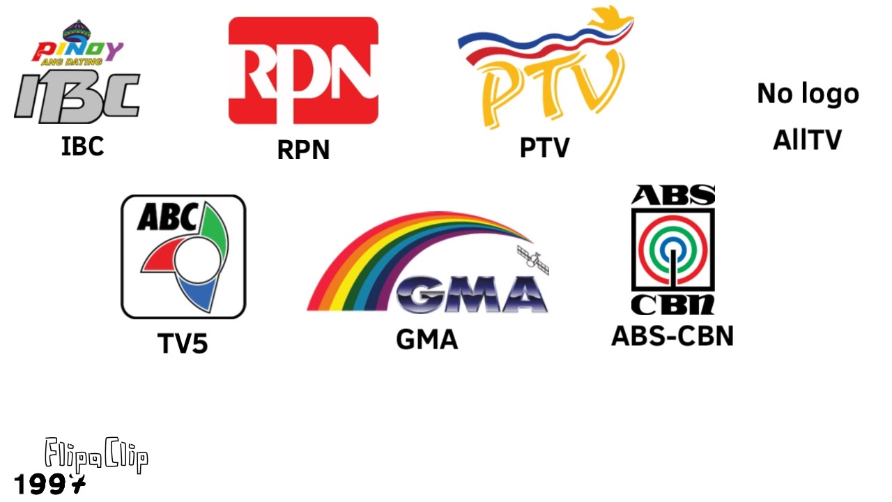 Logo History 1 (IBC, RPN, PTV, AllTV, TV5, GMA, and ABS-CBN.)