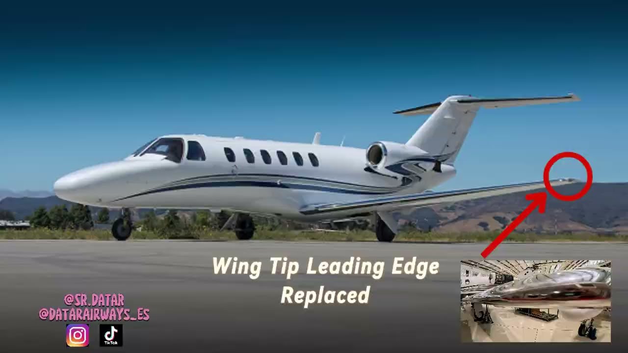Wing Tip Leading Edge Replaced. Reemplazado borde de ataque de la punta del plano. Cessna Citation.