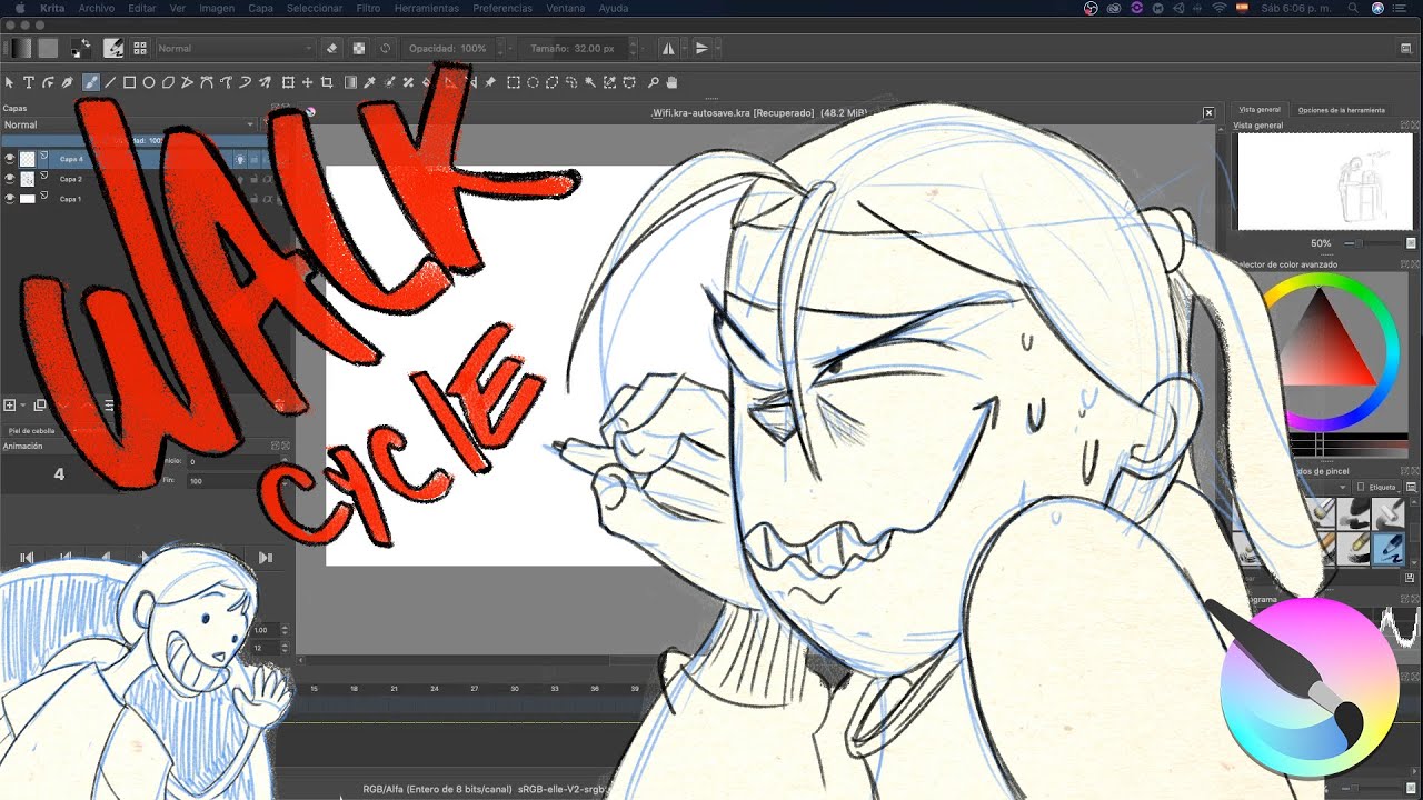 KRITA SPEED ANIMATION Walk Cycle!