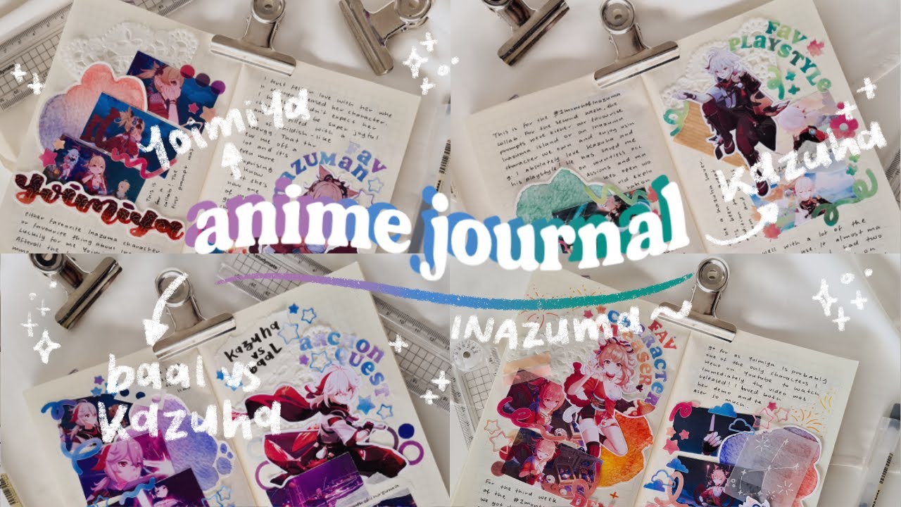 anime journal with me | genshin impact inazuma ft. yoimiya + kazuha + baal/raiden shogun