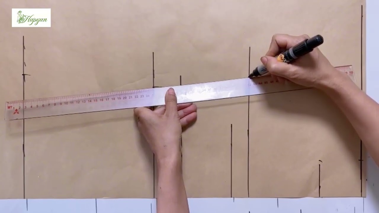 Cắt rập thân trước áo dài tay phồng