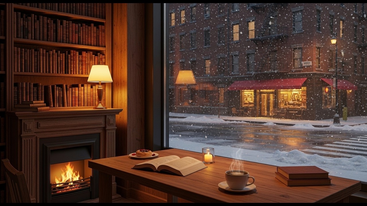 Soft Piano Jazz | Cozy Fireplace for Relaxing & Studying ❄️ Candlelight Winter Mood