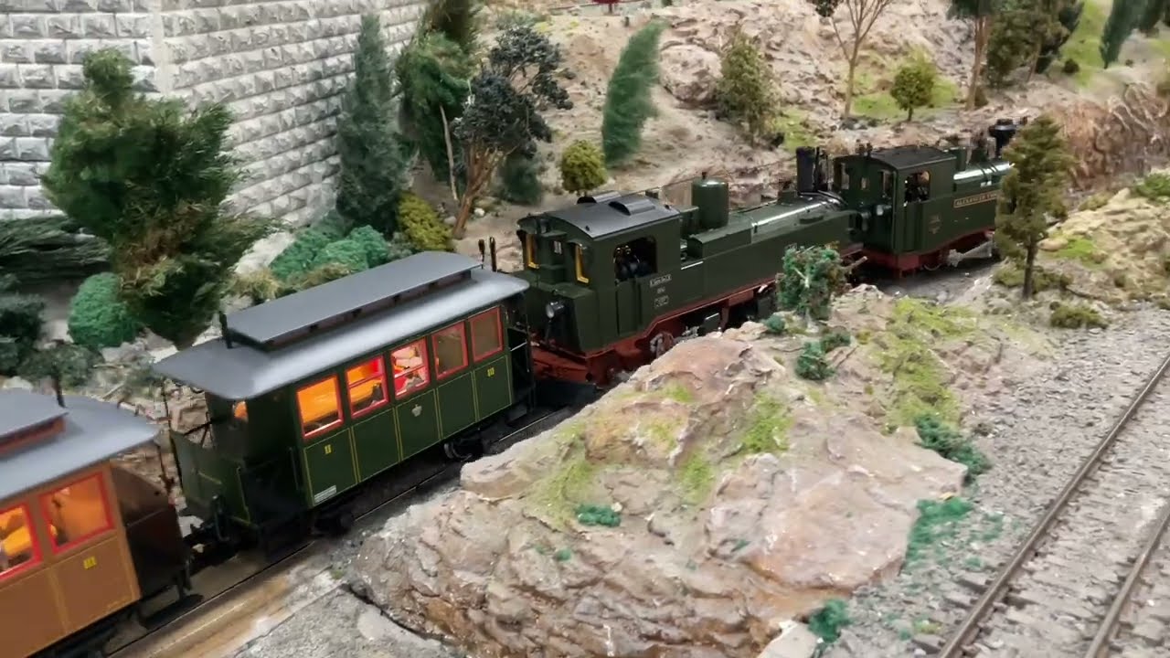 LGB 21980 & LGB 26482 SOEG Locomotive Class IK and IVK locos pulling a prototypical train.