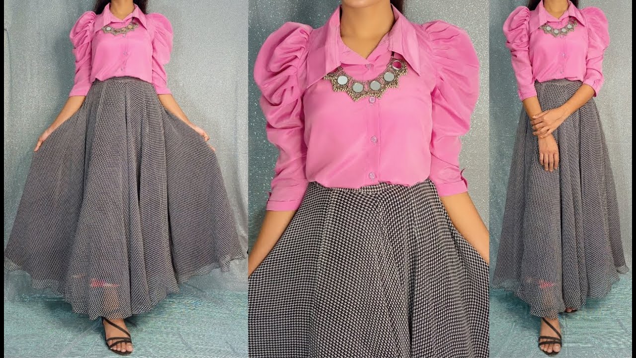 Shirt top cutting and stitching / ladies shirt cutting and stitching / puff sleeve Top/ designer Top