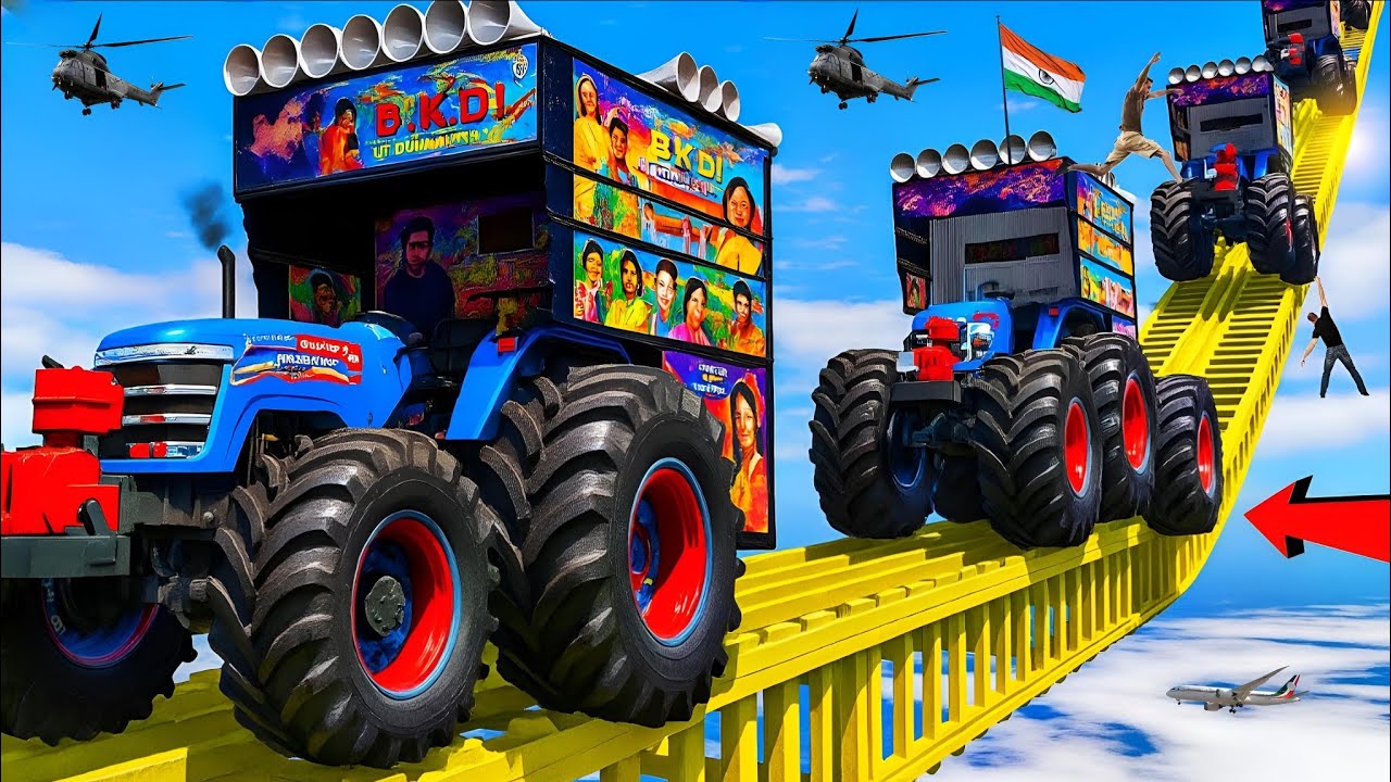GTA 5 DJ Truck on Impossible Ramp! 🇮🇳 Hardcore Stunts & Crashes 😨😁🫨 Viewer Discretion Advised 🤗🫨🙄