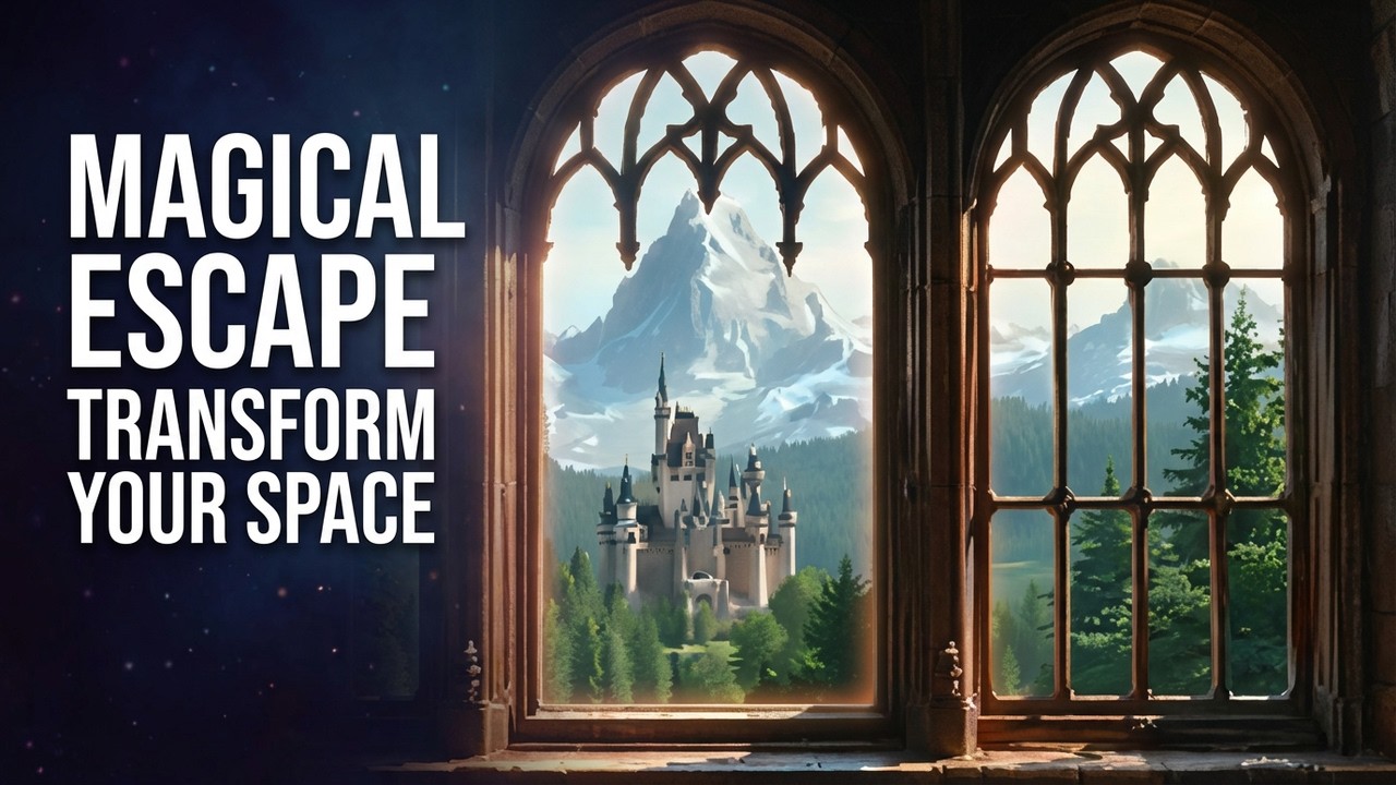 ✨ Fantasy Window Projector | 4K Peaceful Medieval Castle Window View