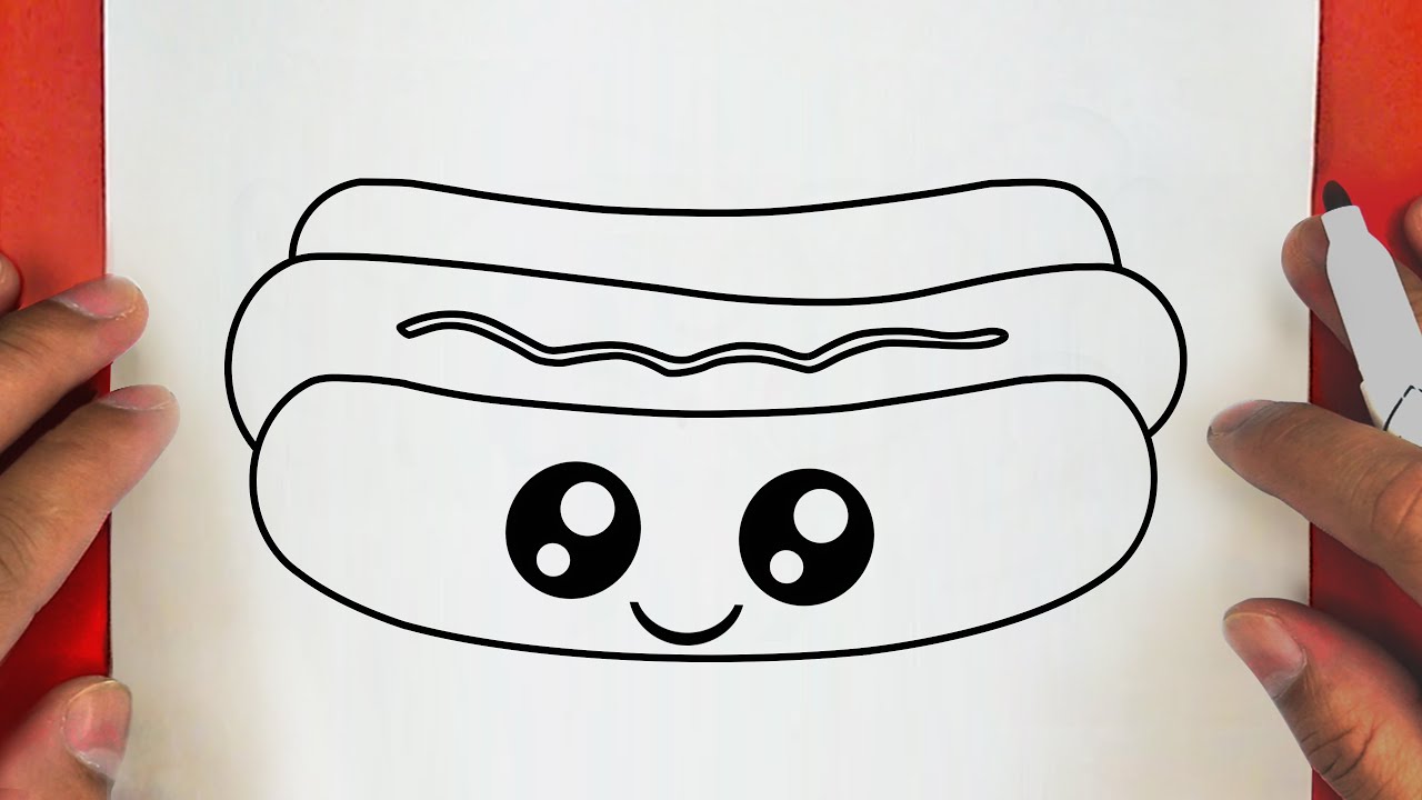 COMO DESENHAR UM HOT DOG BONITO, PASSO A PASSO