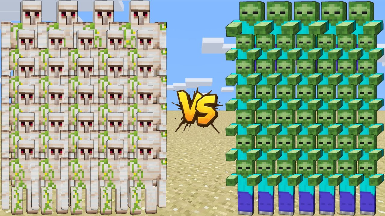 IRON GOLEM ARMY VS ZOMBIE FAMILY FIGHT | MINECRAFT EPIC BATTLE 1.21.10