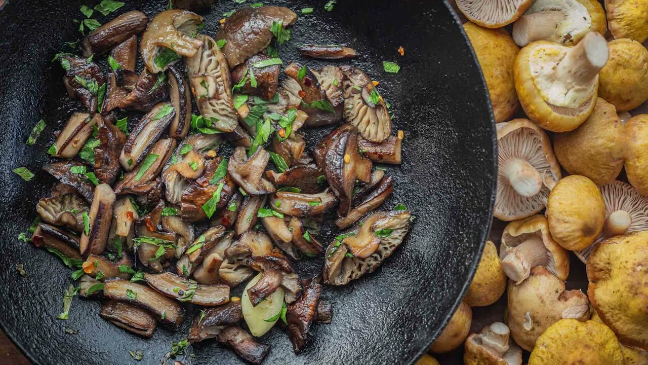 Sauteed Honey Mushroom Caps and Stems