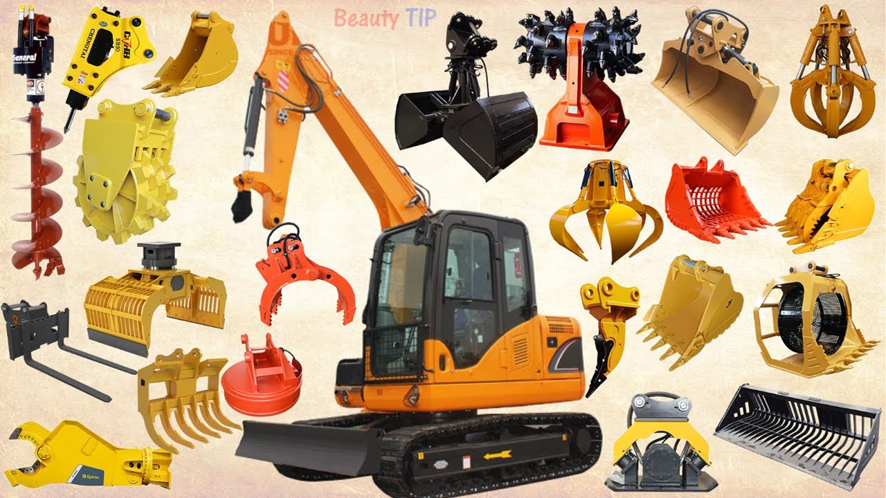 EXCAVATOR Construction - Tổng hợp Máy xúc xây dựng | Thumb, Clamshell, Ripper, Auger, Skeleton