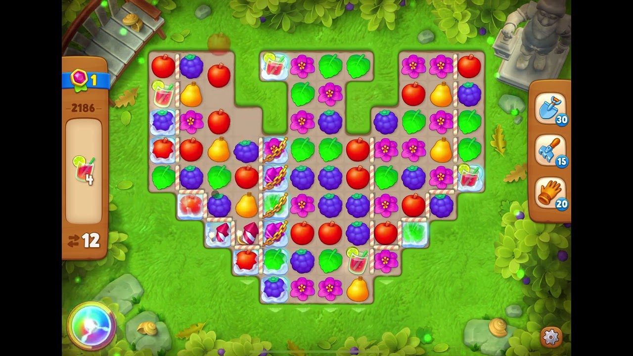GardenScapes Level 2186 no boosters (25 moves)