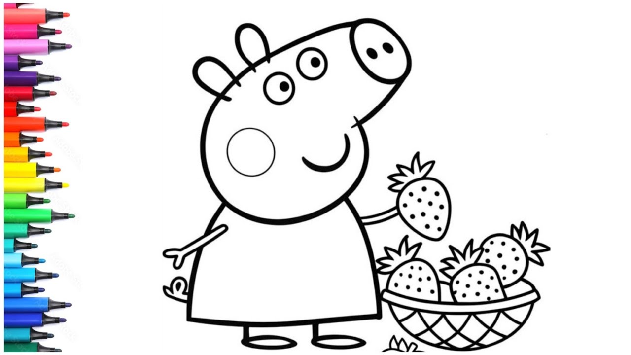 Cute Peppa pig Drawing for kids, Painting & Coloring for kids, Toddlers | Let's Draw Together