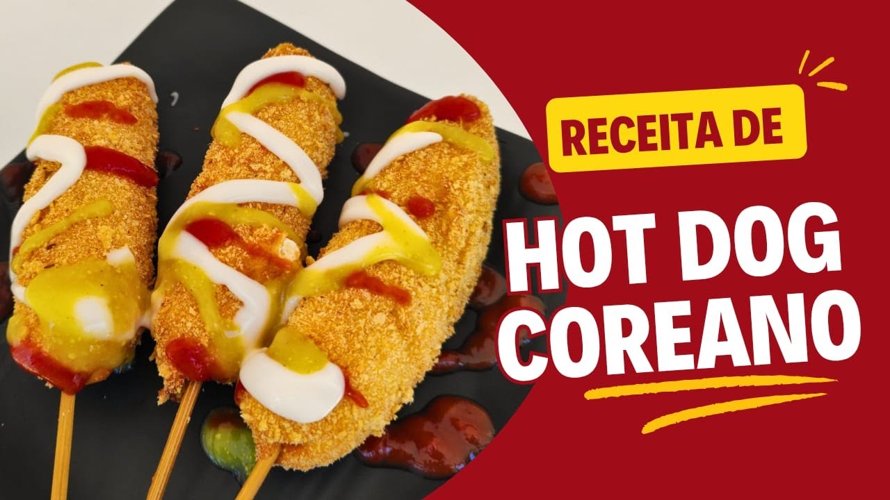 Hot dog coreano (ou cachorro quente frito) muito gostoso.