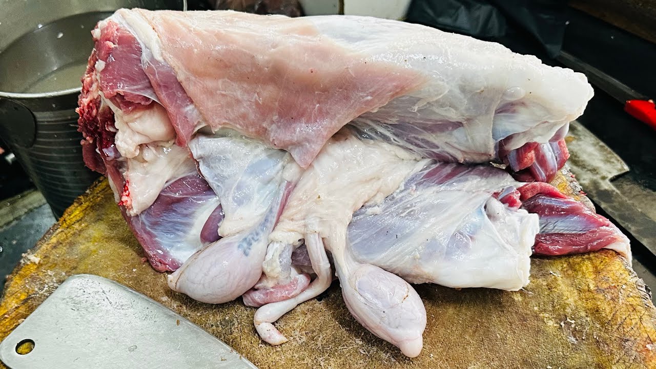 Tuesday Goat Meat Cutting Skills !! Mahesh Meat Cuts !! Telangana Mutton Shop Hyderabad vlog !! 