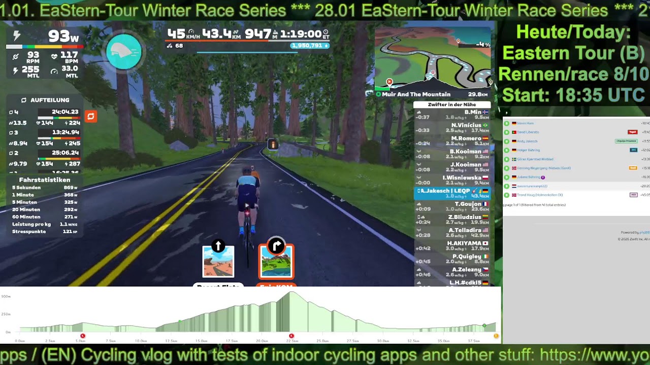 Zwift: EaStern Tour (B) Rennen/race 8/10 - live @andyjakeschvlog