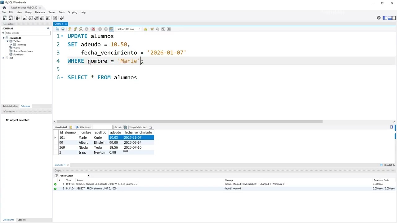 Aprende a modificar y borrar registros en MySQL