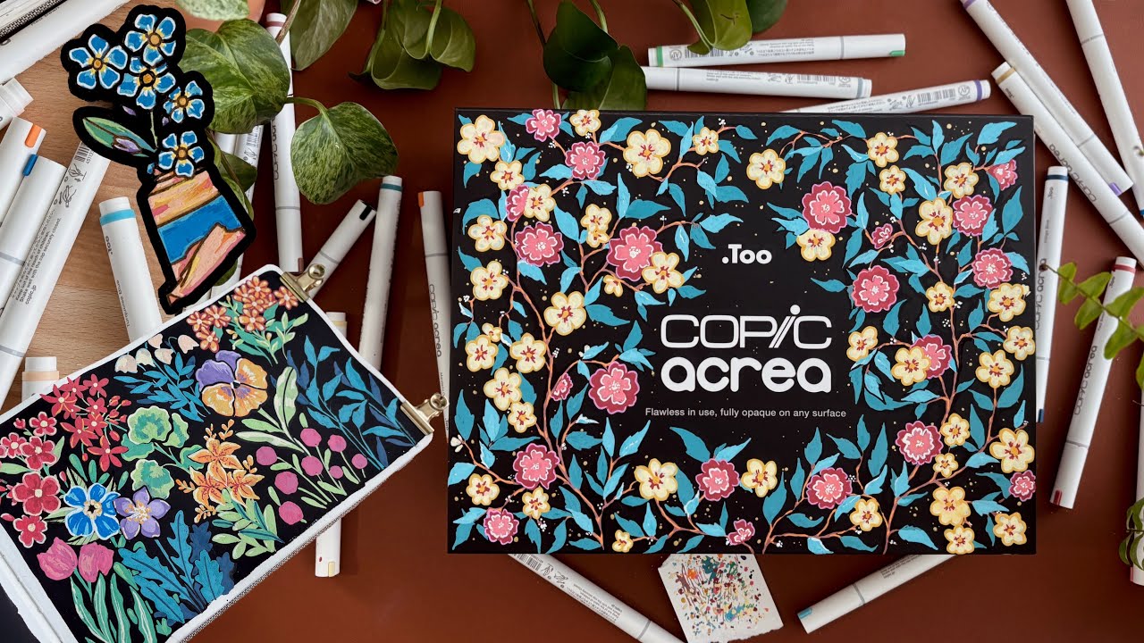 Testing Copic Acrea Markers: Doodling Flowers + Custom Box Art + Coloring a Wooden Magnet !