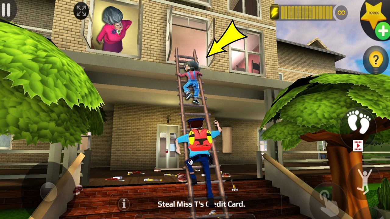 Scary Teacher 3D - New updater - troll Miss T fell face down so fun part 5569  #scaryteacher3d