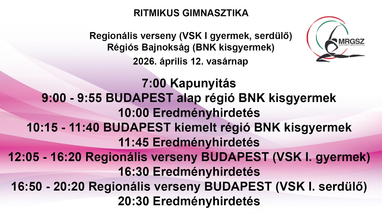 Region&aacute;lis verseny (VSK I gyermek, serd&uuml;lő) R&eacute;gi&oacute;s Bajnoks&aacute;g (BNK kisgyermek) 2026.04.12